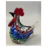 Murano Style Glass Rooster Figurine