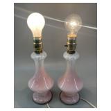 Pair of Murano Pink Swirl Boudoir Lamps
