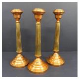 Three Victoria Brass Fluted Column & Bell-Shaped