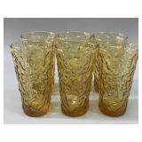 Set of 6 Seneca Glass Driftwood Amber Tumblers