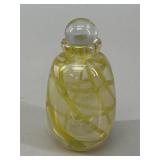 Yellow Lattice Art Glass Perfume Bottle