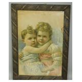 Antique Victorian Portrait Print Gilt Rope Frame