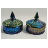 2 Indiana Glass Princess Blue Carnival Bowls