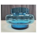 MCM Blue Glass Centerpiece / Punch Bowl