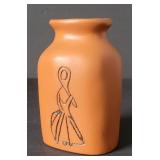 Micmac pottery vase Lennox Island signed by Judy