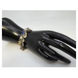 Faux-Coin Rhinestone Charm Bracelet vtg