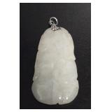 Chinese Carved White Jadeite Jadei Pendant