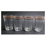 Set of Four Striped Mid-Century Juice Glasses