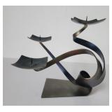 Candle holder hand forged metal Ferart brutalist