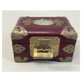 Chinese Export Brass & Jade Vide Poche Box