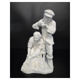 Signed Royal Dux Fisherman Bisque Figurine vtg