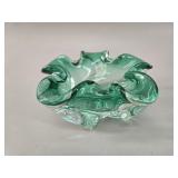 Murano Green Sommerso Art Glass Bowl