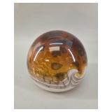 Art Glass Brown & White Swirl Globe