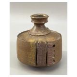 Maurice Champagne Stoneware Vase Signed 1970s