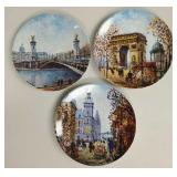 Louis Dali Limoges Porcelain Paris Plates Set of 3