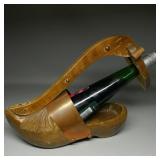 Vintage Dutch Wooden Clog Shoe Wine Bottle Holder