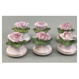 Pink Porcelain Floral Place Card Holders / Shakers