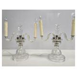 Pair of Crystal 2-Arm Electrified Candelabras