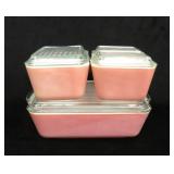 Vtg 4 pc set Pyrex Pink Flamingo 'Fridgies' with