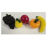 Murano Style Art Glass Fruit - Lot of 5 vtg