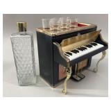 Mid-Century Modern Musical Piano Bar Decanter Set