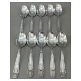 10 Art Deco French Silver-Plate Spoons FleurDeLys