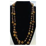 Brown Flapper Czech Beaded Long Necklace