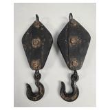 Industrial Cast Iron Diamond Block Pulley Pair