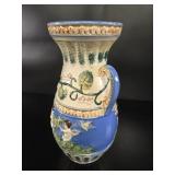 Occupied Japan Cherub Relief Majolica Vase