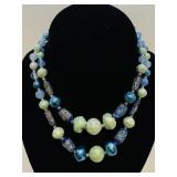 VTG Venetian Two-Strand Art Glass Bead Necklace