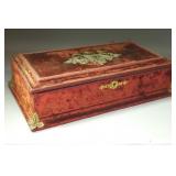Antique Velvet Vanity Manicure Jewelry Box Mirror