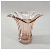 Art Deco Pink Pressed Glass Vase c.1930s