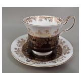 Queen's Rosina Black & Gold Chintz Teacup & Saucer