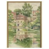 L. Dufresne Mid-Century Mill Watercolor Painting