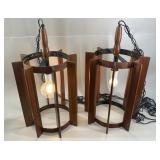 Pair of Mid-Century Modern Swag Pendant Lights