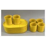 6 1970s Crayonne England Lunch Cups & Trays