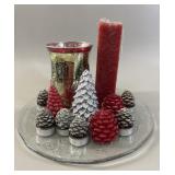 Holiday Candle Centerpiece with Textured Glass