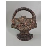 Large Antique Cast-Iron Flower Basket Doorstop