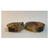 Two Beaded Leather Western Style Belts 42'
