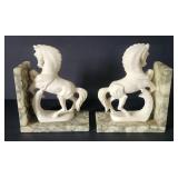 Pair of bookends italian alabaster horse vintage