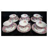 6 Royal Standard Rose of Sharon Teacups & Saucers