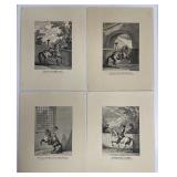 Set of 4, Old French Cavalier on Horse Engravings