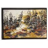 B. Greenfield Forest Landscape Oil Painting 1970