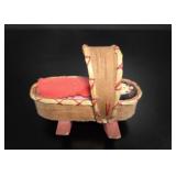 Hand-Made Native American Baby in Cradle' Toy vtg