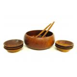 MCM Rustic Teak Wood Salad Bowl, Serving Bowls &