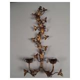 Italian Gilded Tole Sconce w Crystal Prisims vtg