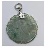 Chinese Artisan Carved Jade Bird Pendant