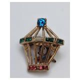Vintage Rhinestone Birdcage Brooch