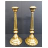 Pair of 19th C Brass Fluted Column & Bell-Shaped