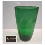 Scandinavian Art Glass Tapered Green Vase